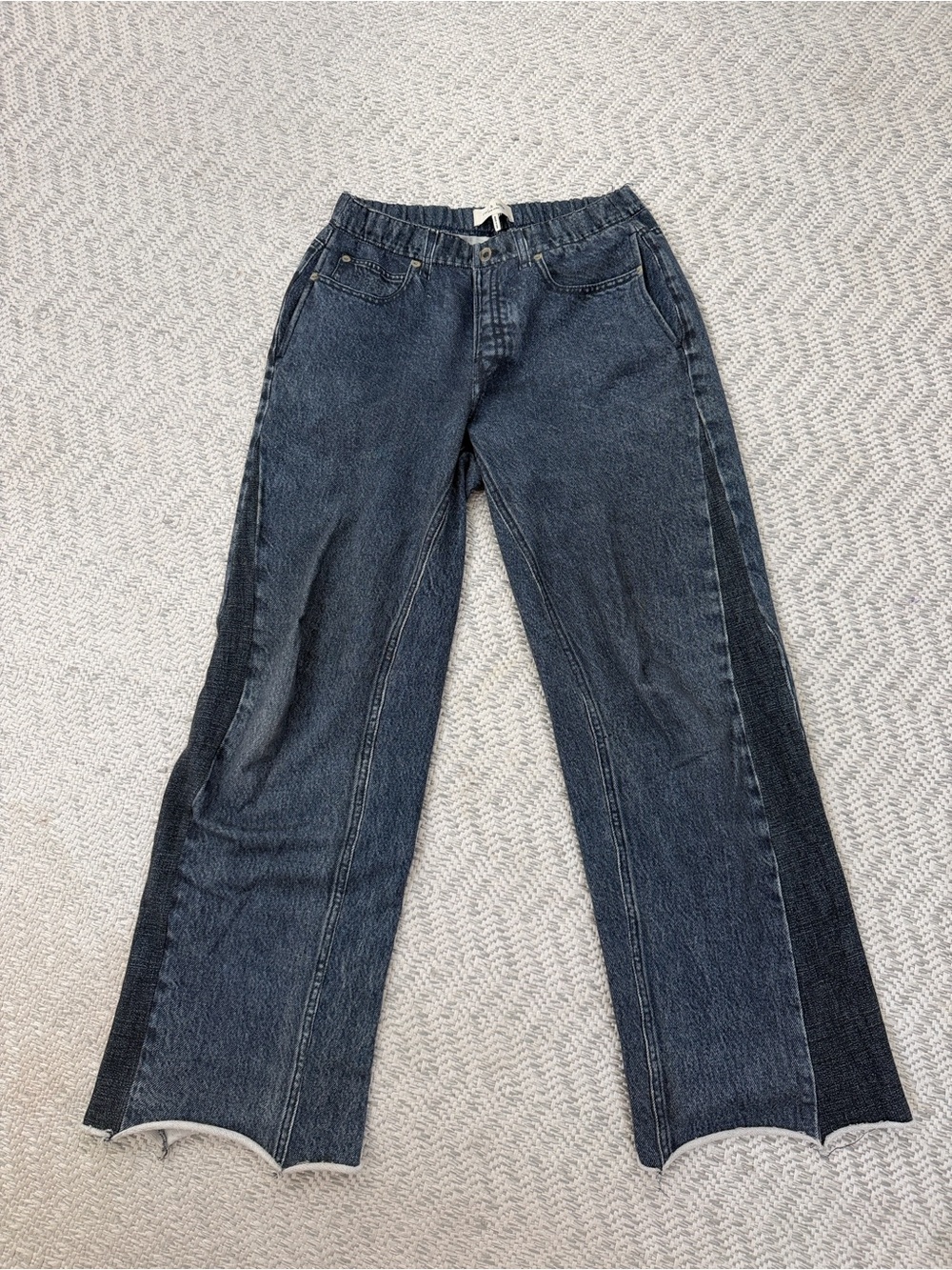 Womens Rag & Bone Miramar Dark Wash Mid Rise Wife Leg Denim Knit Jeans